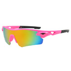 (12 PACK) Wholesale Sports Sunglasses Cycling Unisex New Arrival Outdoor Sport 2024 - BulkSunglassesWholesale.com - Pink Frame Red Mirrored