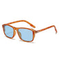 (6 PACK) Wholesale Sunglasses New Arrival Square Fashion Men Hollow 2025 - BulkSunglassesWholesale.com - Yellow Leopard Print Frame Blue Lens