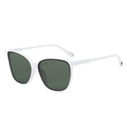 (6 PACK) Wholesale Sunglasses Fashion Unique Cat Eye Trendy Street Women 2024 - BulkSunglassesWholesale.com - White Frame Green Lens
