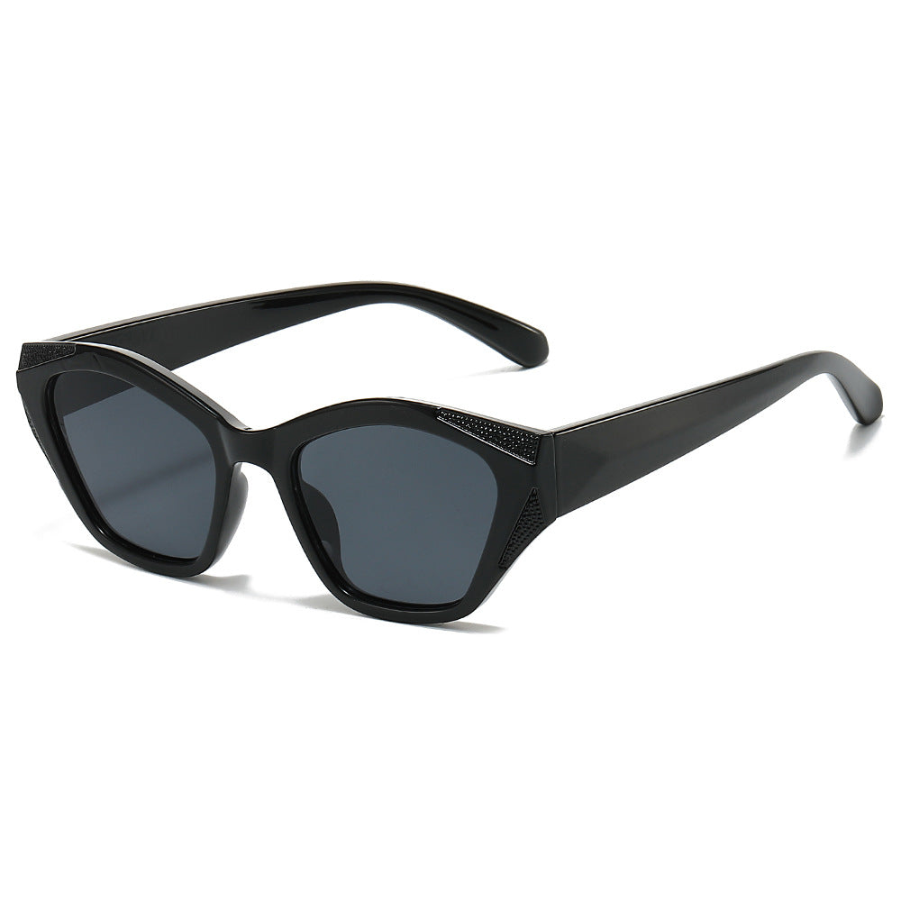 (6 PACK) Wholesale Sunglasses New Arrival Fashion Unique Small Women 2024 - BulkSunglassesWholesale.com - Black Frame Black Black Lens