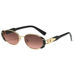 (6 PACK) Wholesale Sunglasses New Arrival Vintage Metal Round Unique Hip Hop Fashion 2024 - BulkSunglassesWholesale.com - Tea Pink Lens