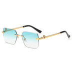 (6 PACK) Wholesale Sunglasses Fashion Square New Arrival Unique Street Trendy 2024 - BulkSunglassesWholesale.com - Gold Frame Gradient Green