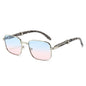 (6 PACK) Wholesale Sunglasses New Arrival Vintage Wood Grain Square Women Trendy Fashion 2024 - BulkSunglassesWholesale.com - Silver Frame Blue Pink Lens