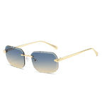 (6 PACK) Wholesale Sunglasses New Arrival Rimless Fashion Square Cut Edge Women 2024 - BulkSunglassesWholesale.com - Gold Frame Green Tea Lens