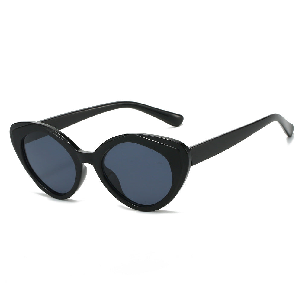 (6 PACK) Wholesale Sunglasses Vintage Cat Eye Women Trendy Square Round 2025 - BulkSunglassesWholesale.com - Black Frame Black Black Lens