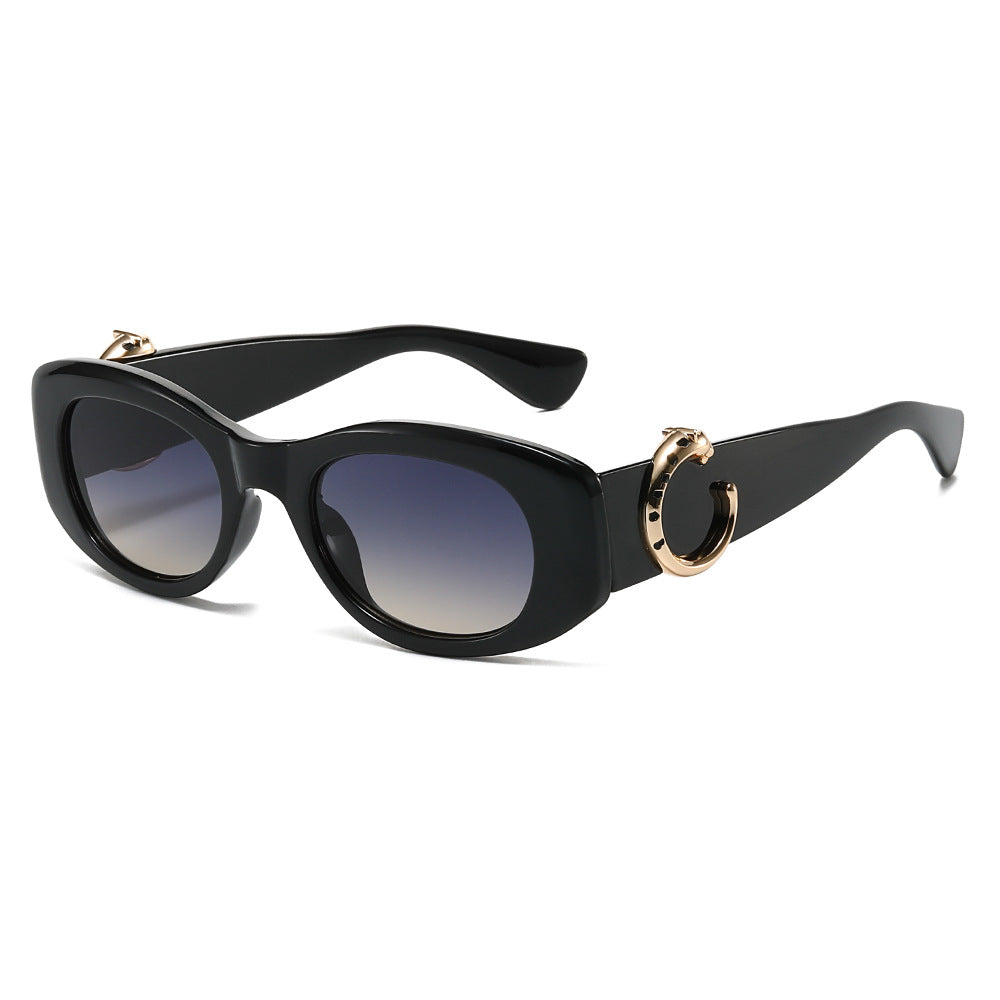 (6 PACK) Wholesale Sunglasses New Arrival Oversized Unique Cat Eye Women 2024 - BulkSunglassesWholesale.com - Shiny Black Frame Gradient Black Lens