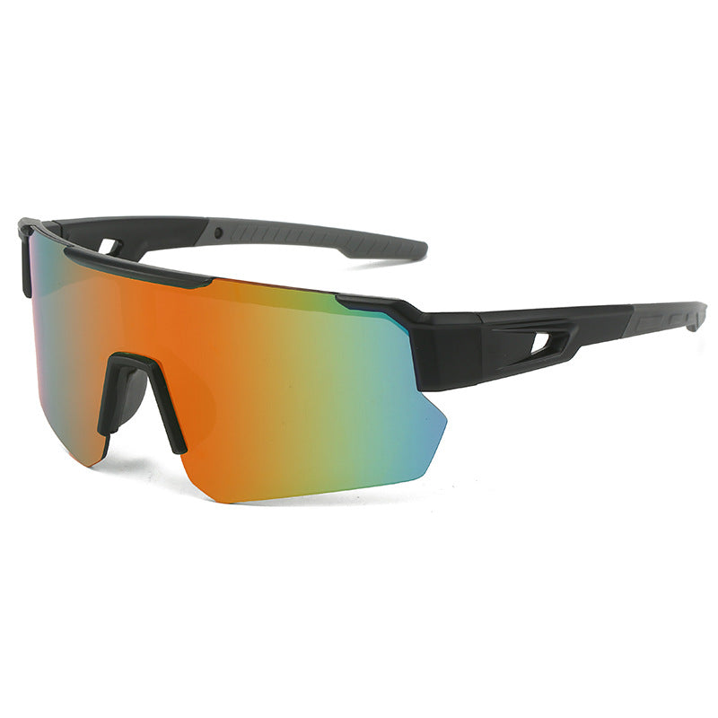 (12 PACK) Wholesale Sports Sunglasses New Arrival Outdoor Windproof Unisex Cycling Sport 2024 - BulkSunglassesWholesale.com - Matt Black Red Mirrored