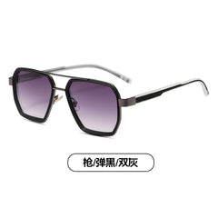 (6 PACK) Wholesale Sunglasses Small Trendy Street Vintage 2024 - BulkSunglassesWholesale.com - Gunmetal Frame Gradient Black