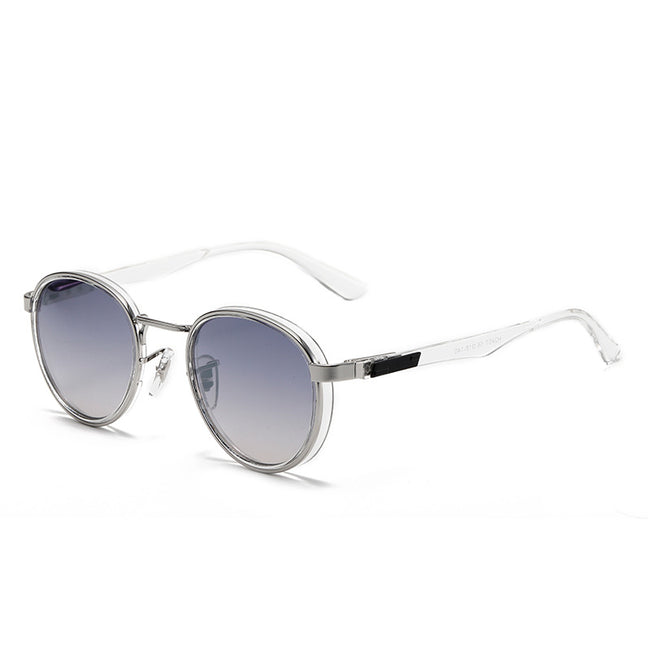 (6 PACK) Wholesale Sunglasses Metal Vintage Trendy Street 2024 - BulkSunglassesWholesale.com - Silver Frame Grey Hover Image