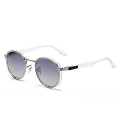 (6 PACK) Wholesale Sunglasses Metal Vintage Trendy Street 2024 - BulkSunglassesWholesale.com - Silver Frame Grey