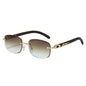(6 PACK) Wholesale Sunglasses New Arrival Rimless Unique Square Fashion Unisex 2025 - BulkSunglassesWholesale.com - Gold Frame Gradient Tea Lens