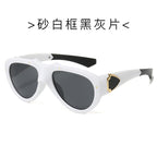 (6 PACK) Wholesale Sunglasses New Arrival Fashion Vintage Cat Eye Women 2024 - BulkSunglassesWholesale.com - Matt White Frame Black Black Lens