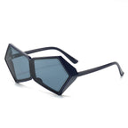 (6 PACK) Wholesale Sunglasses New Arrival Polygon Unique Triangle One Piece 2024 - BulkSunglassesWholesale.com - Blue Frame Black Lens
