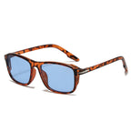 (6 PACK) Wholesale Sunglasses New Arrival Square Fashion Men Hollow 2025 - BulkSunglassesWholesale.com - Leopard Print Frame Dark Blue Lens