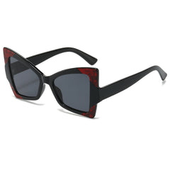 (6 PACK) Wholesale Sunglasses New Arrival Cat Eye Women Butterfly 2024 - BulkSunglassesWholesale.com - Black Frame Black Black Lens