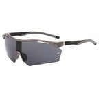 (12 PACK) Wholesale Sports Sunglasses New Arrival Cycling Women Outdoor Sport Semirimless One Piece Windproof 2024 - BulkSunglassesWholesale.com - Gunmetal Frame Black Lens