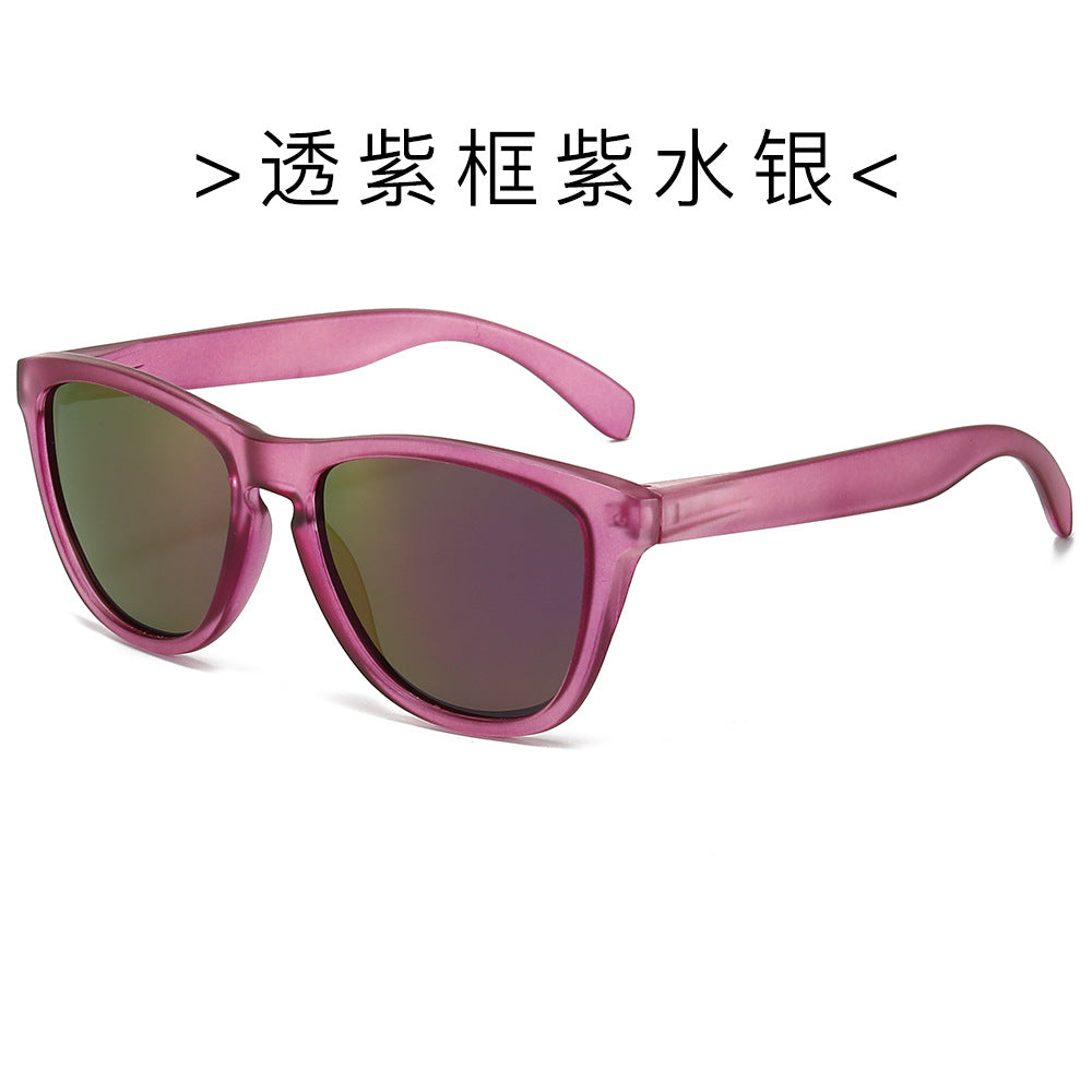 (6 PACK) Wholesale Sunglasses New Arrival Cat Eye Polarized Fashion Trendy Street Women Men 2024 - BulkSunglassesWholesale.com - Clear Purple Frame Purple Mirrored