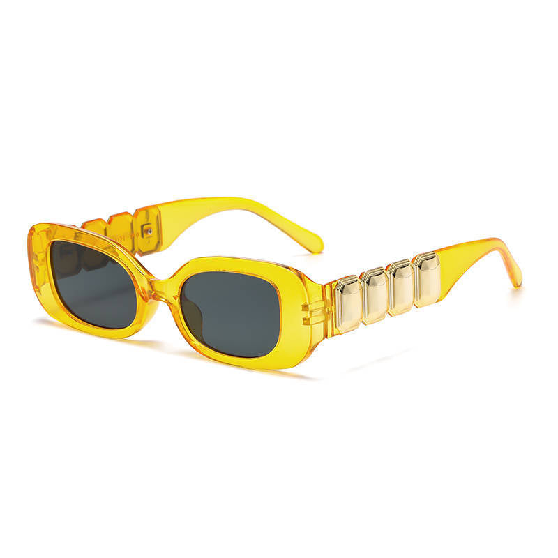 (12 PACK) Wholesale Sunglasses Unique Square Fashion Street Outdoor 2024 - BulkSunglassesWholesale.com - Yellow Frame Grey