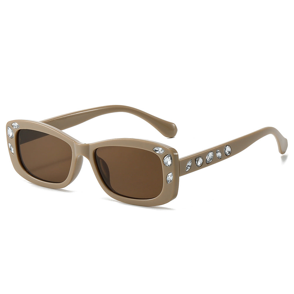 (6 PACK) Wholesale Sunglasses New Arrival Small Fashion Trendy Women Round Rhinestone Hip Hop Trendy 2024 - BulkSunglassesWholesale.com - Frame Tea Lens