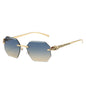 (6 PACK) Wholesale Sunglasses New Arrival Rimless Unique Leopard Head Polygon Cut Edge Fashion Women 2024 - BulkSunglassesWholesale.com - Gold Frame Blue Tea Lens