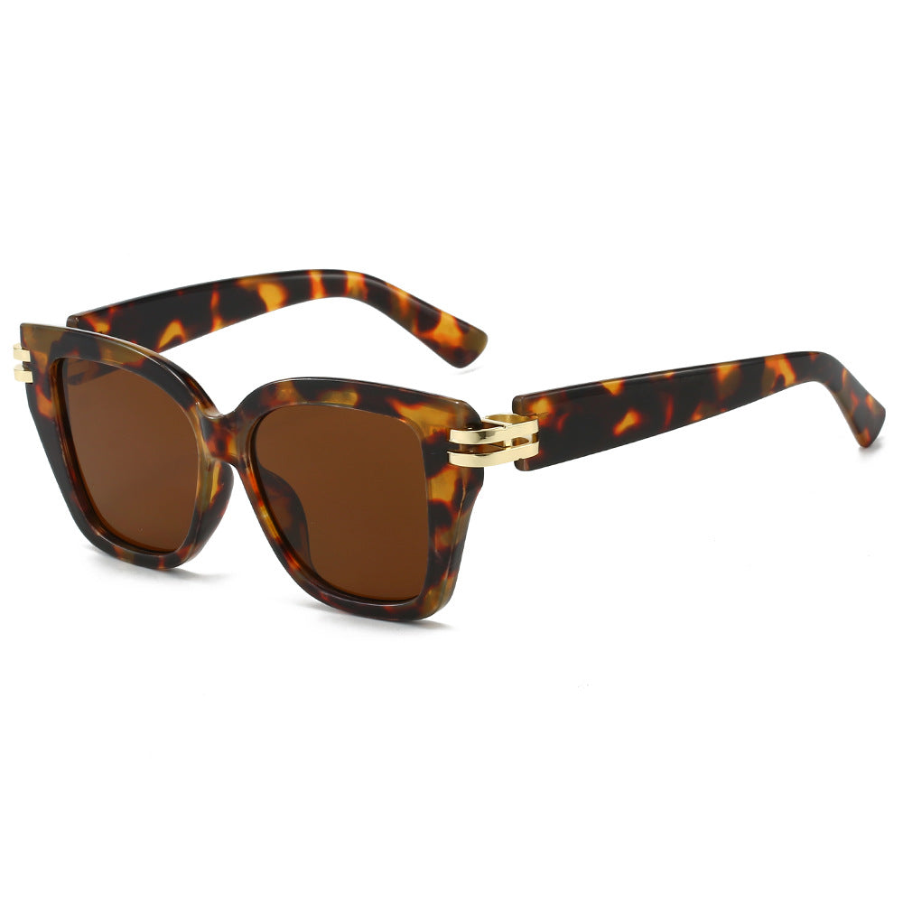 (6 PACK) Wholesale Sunglasses New Arrival Fashion Square Oversized Women 2024 - BulkSunglassesWholesale.com - Leopard Print Frame Tea Lens