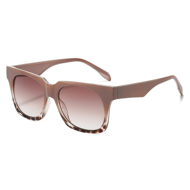 (6 PACK) Wholesale Sunglasses New Arrival Fashion Square Women 2024 - BulkSunglassesWholesale.com - Leopard Print Gradient Tea Lens Hover Image