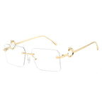 (6 PACK) Wholesale Sunglasses New Arrival Rimless Unique Metal Fashion Cut Edge Women 2024 - BulkSunglassesWholesale.com - Gold Frame Clear Lens