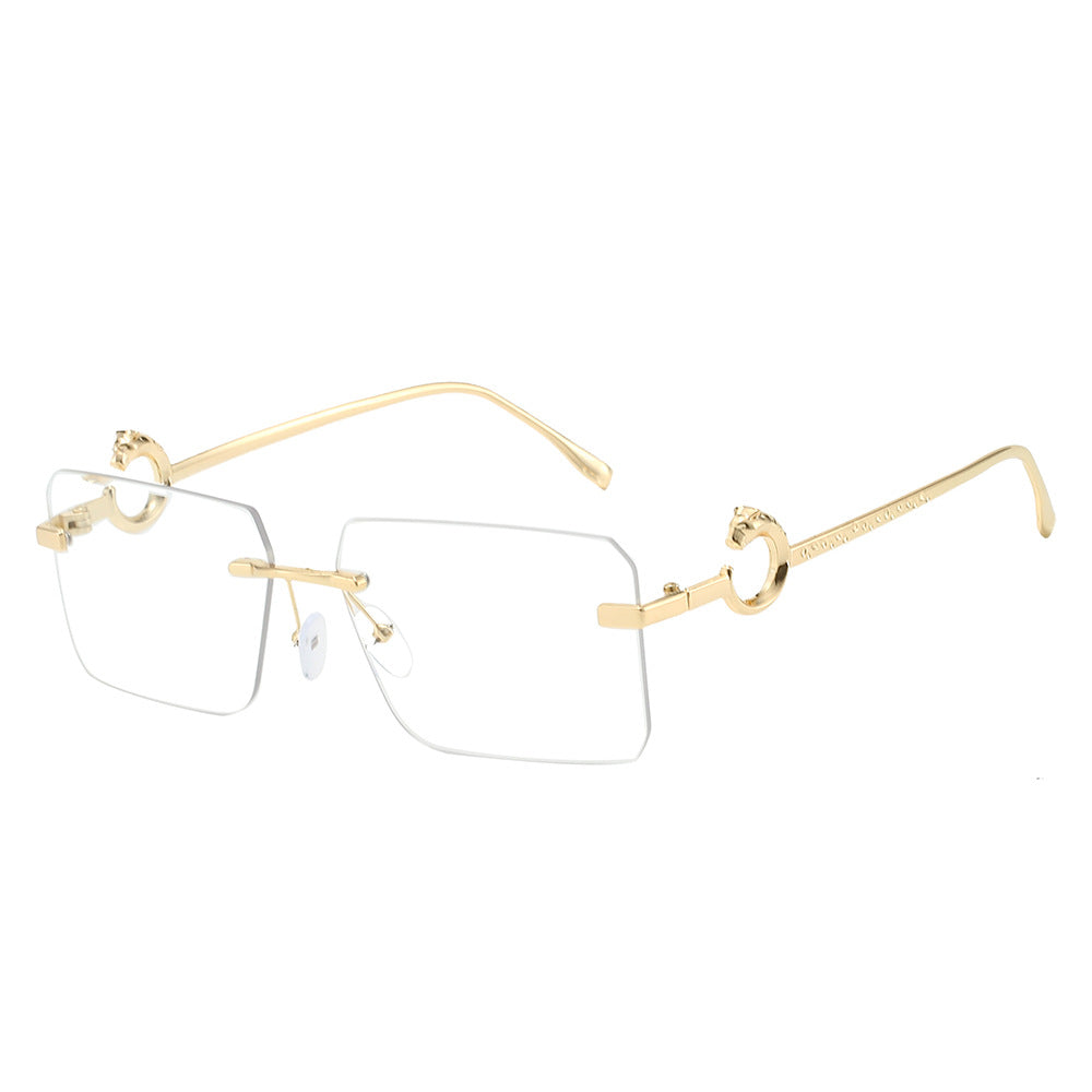 (6 PACK) Wholesale Sunglasses New Arrival Rimless Unique Metal Fashion Cut Edge Women 2024 - BulkSunglassesWholesale.com - Gold Frame Clear Lens