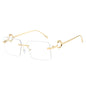 (6 PACK) Wholesale Sunglasses New Arrival Rimless Unique Metal Fashion Cut Edge Women 2024 - BulkSunglassesWholesale.com - Gold Frame Clear Lens