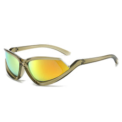 (6 PACK) Wholesale Sunglasses New Arrival Cat Eye Unique Mirrored Hip Hop Sport Fashion 2024 - BulkSunglassesWholesale.com - Yellow Frame Gold Mirrored