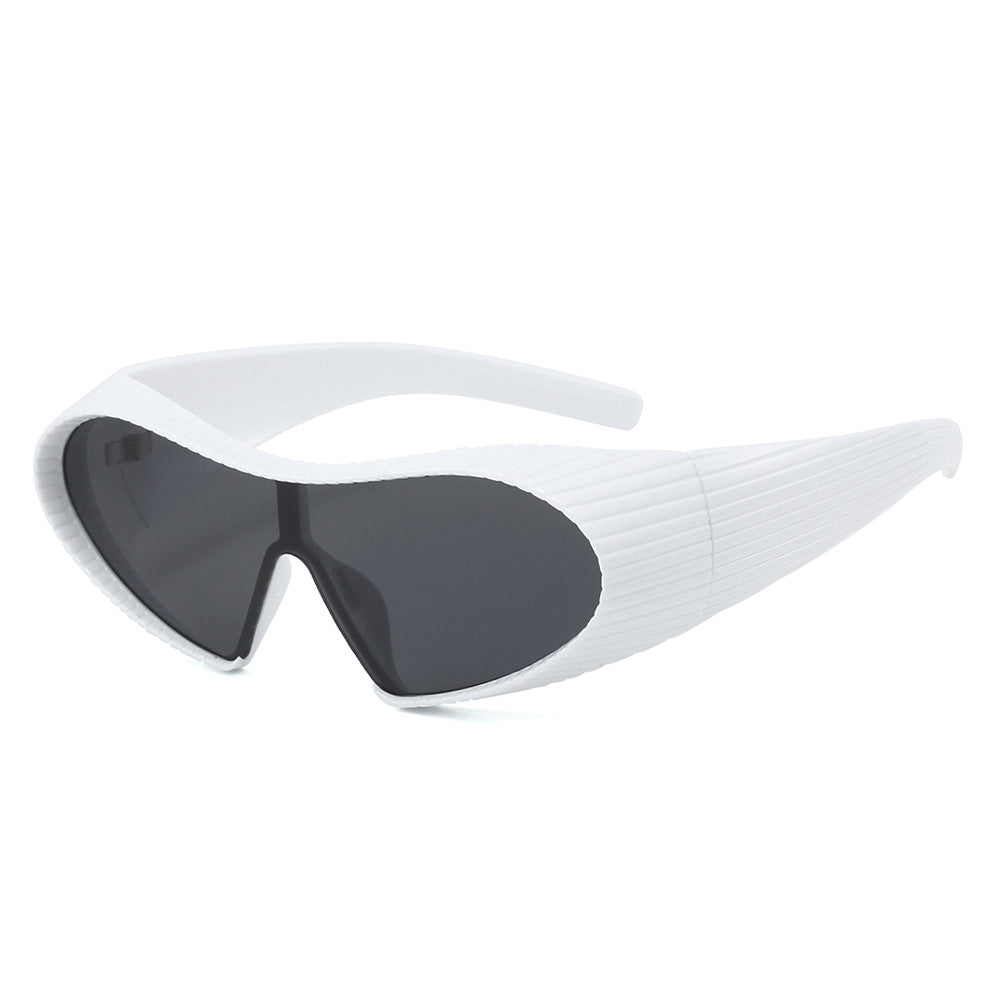 (6 PACK) Wholesale Sunglasses Unique Punk Unisex 2024 - BulkSunglassesWholesale.com - White Frame Black Lens