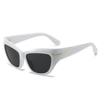 (6 PACK) Wholesale Sunglasses New Arrival Fashion Women Small Cat Eye Unique Trendy 2024 - BulkSunglassesWholesale.com - White Frame Black Lens