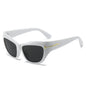 (6 PACK) Wholesale Sunglasses New Arrival Fashion Women Small Cat Eye Unique Trendy 2024 - BulkSunglassesWholesale.com - White Frame Black Lens