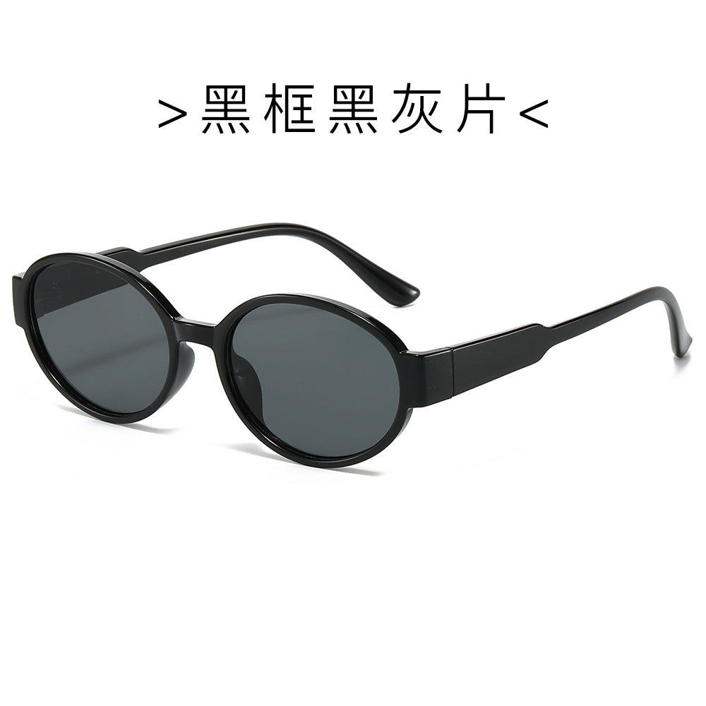 (6 PACK) Wholesale Sunglasses New Arrival Round Fashion 2024 - BulkSunglassesWholesale.com - Black Frame Black Black Lens