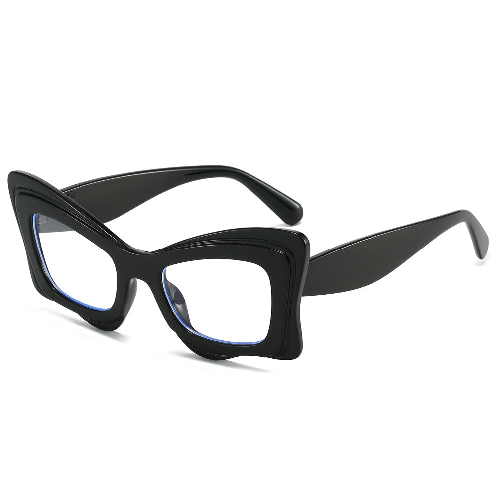 (6 PACK) Wholesale Sunglasses Antiblue Light Oversized Cat Eye New Arrival Unique Butterfly Trendy Street 2024 - BulkSunglassesWholesale.com - Shiny Black Frame