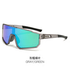 (12 PACK) Wholesale Sports Sunglasses New Arrival Fashion Sport Polarized Women Outdoor Cycling One Piece 2024 - BulkSunglassesWholesale.com - Grey Frame Green Lens