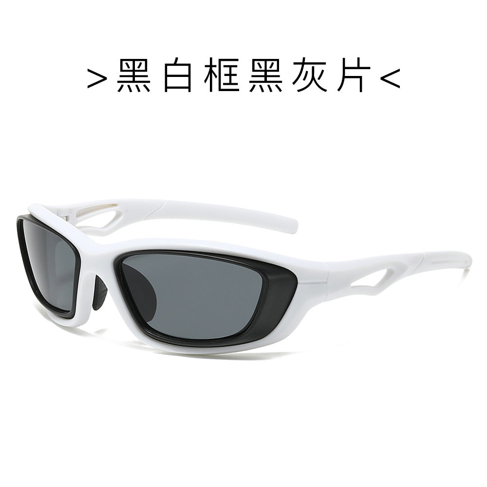 (6 PACK) Wholesale Sunglasses Outdoor New Arrival Unisex Outdoor Cycling Sport 2024 - BulkSunglassesWholesale.com - Black White Frame Black Black Lens