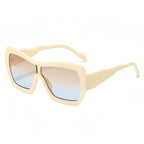 (6 PACK) Wholesale Sunglasses New Arrival One Piece Square One Piece Oversized Fashion 2025 - BulkSunglassesWholesale.com - Beige Yellow Frame Tea Blue Lens