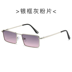 (6 PACK) Wholesale Sunglasses Metal Square Small Women Fashion Vintage Unique Street Trendy 2024 - BulkSunglassesWholesale.com - Silver Frame Grey Pink Lens