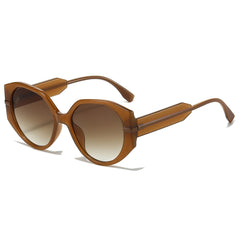 (6 PACK) Wholesale Sunglasses New Arrival Round Fashion Trendy Unisex 2024 - BulkSunglassesWholesale.com - Clear Tea Frame Tea Lens