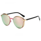 (6 PACK) Wholesale Sunglasses New Arrival Fashion Women Trendy Round 2024 - BulkSunglassesWholesale.com - Gold Frame Pink Mirrored