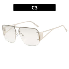 (6 PACK) Wholesale Sunglasses Square Fashion Aviator Vintage Semirimless 2024 - BulkSunglassesWholesale.com - Silver Frame Mirrored
