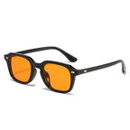 (6 PACK) Wholesale Sunglasses Classic Square Fashion Rivet 2025 - BulkSunglassesWholesale.com - Black Frame Orange Yellow Lens
