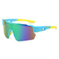 (12 PACK) Wholesale Sports Sunglasses New Arrival Outdoor Windproof Unisex Cycling Sport 2024 - BulkSunglassesWholesale.com - Blue Frame Green Mirrored
