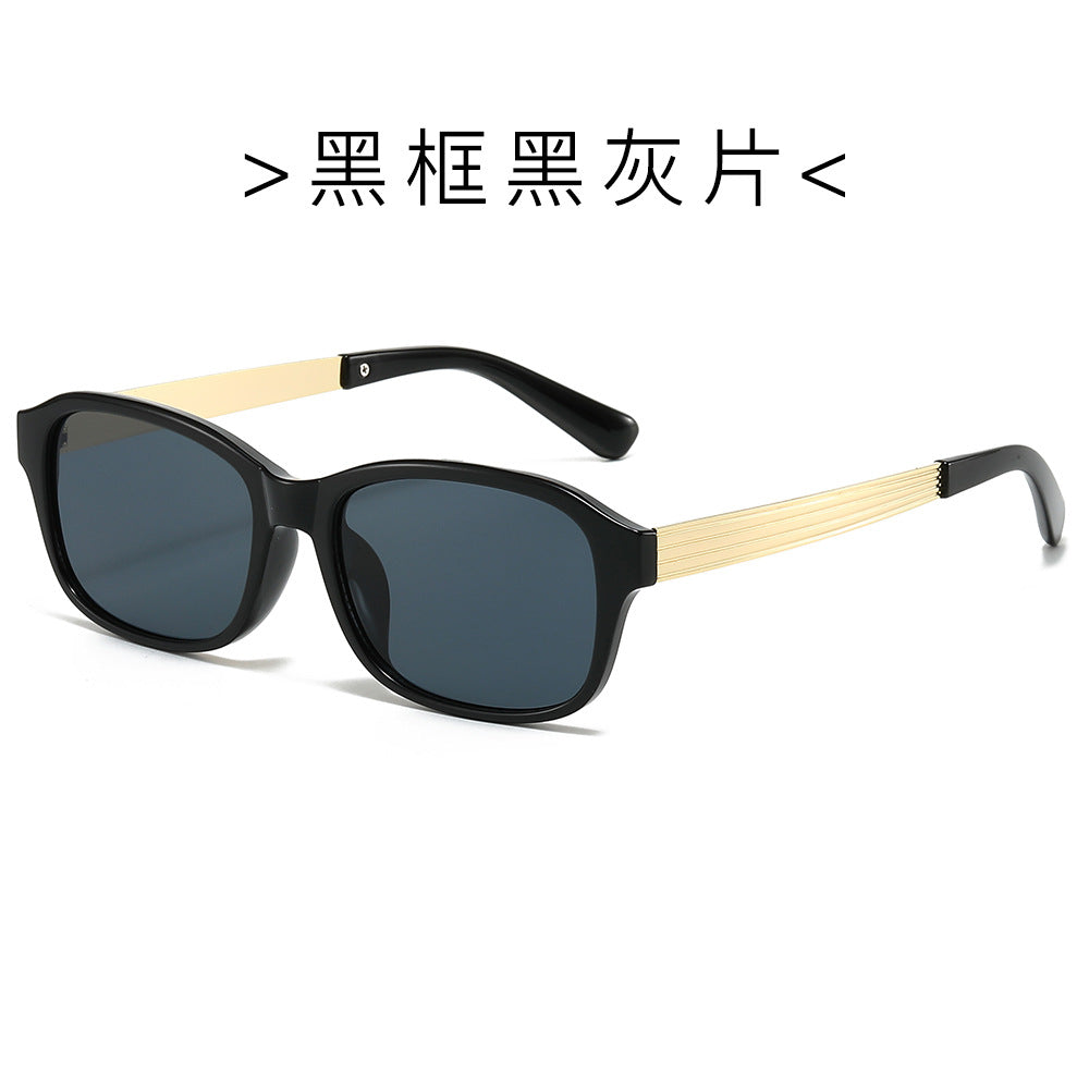 (6 PACK) Wholesale Sunglasses New Arrival Fashion Square Metal 2024 - BulkSunglassesWholesale.com - Black Frame Black Black Lens