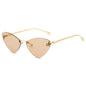 (6 PACK) Wholesale Sunglasses Rimless Triangle Cat Eye Fashion Unique Metal 2024 - BulkSunglassesWholesale.com - Gold Frame Champagne Lens