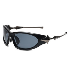 (6 PACK) Wholesale Sunglasses Cyber Punk Futuristic Fashion Hip Hop Street 2024 - BulkSunglassesWholesale.com - Matt Black Grey