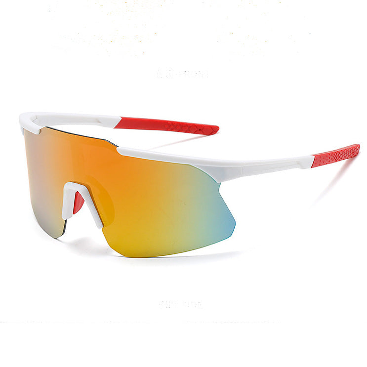 (12 PACK) Wholesale Sports Sunglasses New Arrival Unisex Fashion Oversized Outdoor Sport Cycling 2024 - BulkSunglassesWholesale.com - White Frame Red Mirrored