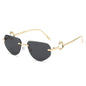 (6 PACK) Wholesale Sunglasses New Arrival Rimless Unique Metal Fashion Cut Edge Unisex 2024 - BulkSunglassesWholesale.com - Gold Frame Black Lens