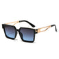 (6 PACK) Wholesale Sunglasses New Arrival Square Men Unique 2024 - BulkSunglassesWholesale.com - Black Gold Frame Grey Blue Lens